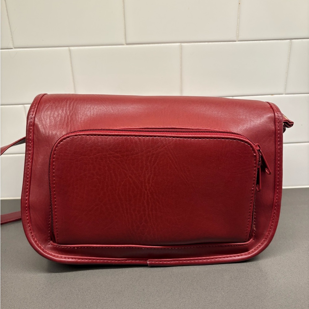 Red Vegan Leather Crossbody - Picture 7 of 10